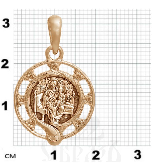 образок «икона божией матери «всецарица», золото 585 проба красное (арт. 202.245-1)