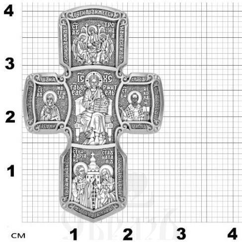 крест господь вседержитель и ангел хранитель, серебро 925 проба с платинированием (арт. 17.058р)