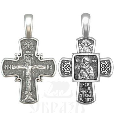 крест божия матерь владимирская, серебро 925 проба (арт. 33.108)