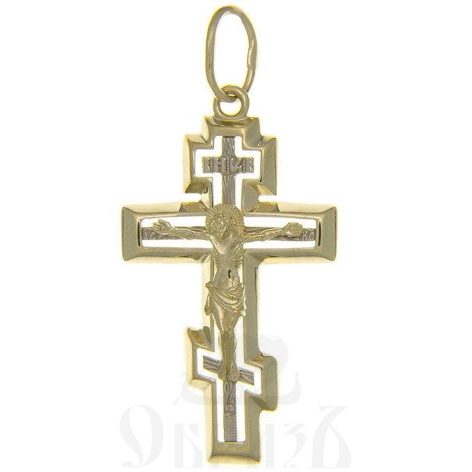 золотой восьмиконечный крест с молитвой "спаси и сохрани", 585 проба желтого и белого цвета (арт. п10154-з5жб)